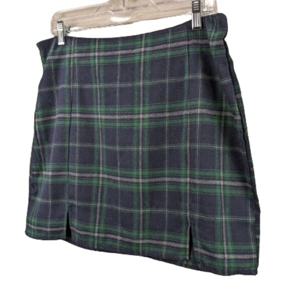 Double Slit Plaid Mini Skirt - Picture 3 of 4